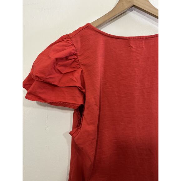 Nation LTD Flutter Puff Sleeve Top 2XL Peasant Romantic Minimalist Capsule Basic - Picture 12 of 16